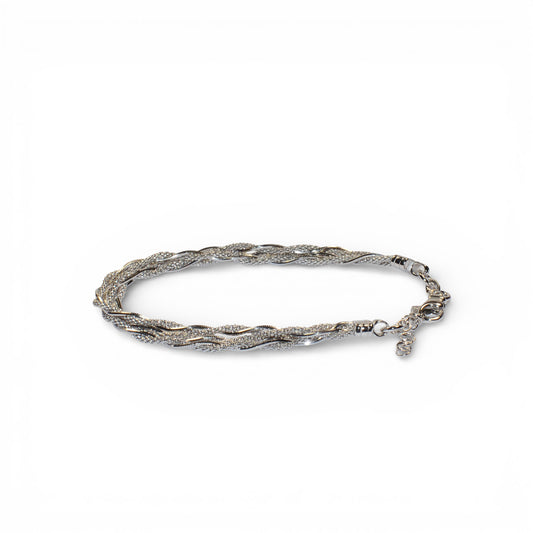 Bracciale Triplo Twister in Argento 925 Rodiato